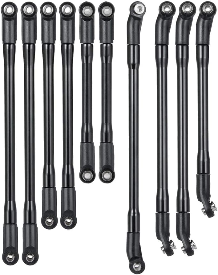 10Pcs 313MM RC Links CNC Aluminum Rod Link Linkage Wheelbase Set for 1/10 Axial SCX10 II 90046 90047 Crawler Accessories