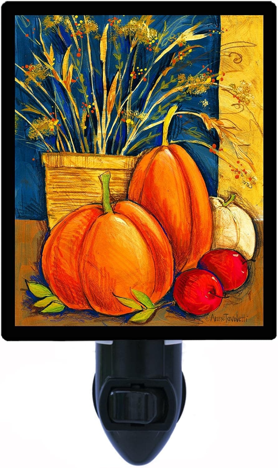 Fall and Autumn Night Light, Straw Basket, Fall Pumpkins