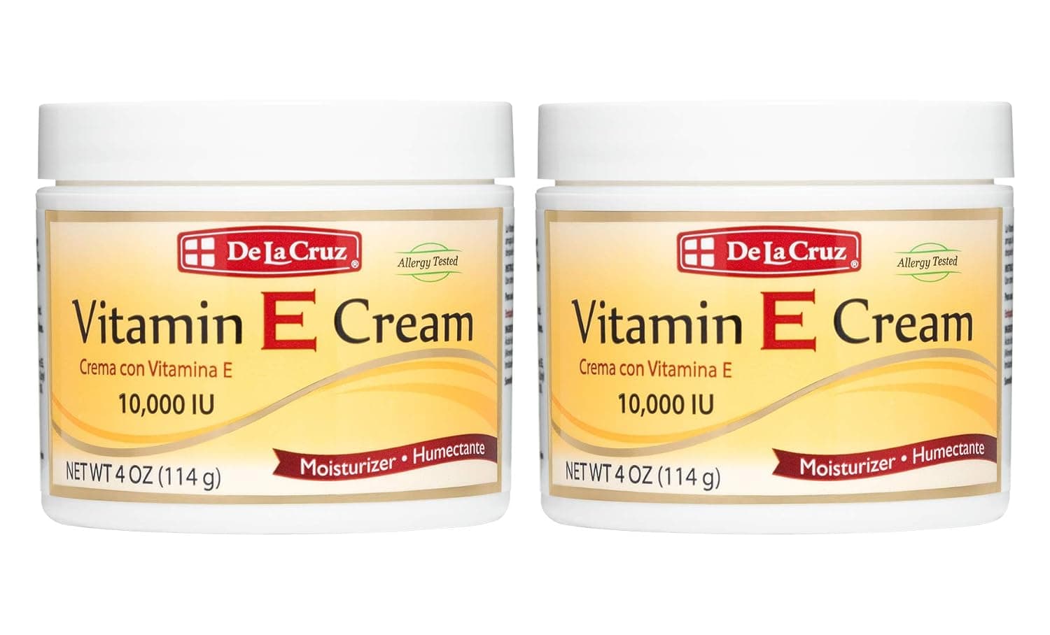 De La Cruz Vitamin E Cream Moisturizer for Face and Neck - Moisturizing Skin Care for All Skin Types - Made in USA, 4 OZ. (2 Pack)