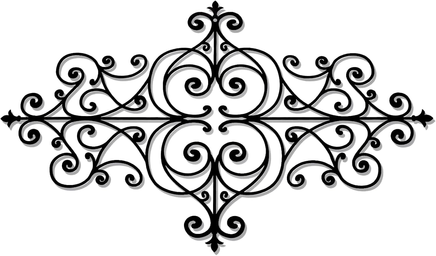 Zhengmy Rustic Scrolled Metal Wall Decor Wrought Iron Wall Decor Traditional Scroll Wall Decor Black Metal Scroll Wall Art Iron Metal Wall Plaque for Home Living Room Decoration(23.6 x 13.8 Inches)