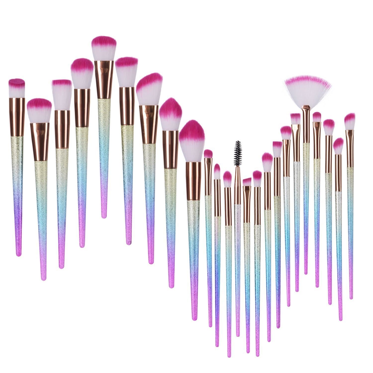 AMMIY Mermaid Makeup Brushes Set Foundation Eyebrow Concealer Cosmetic Eyeshadow Blush Face Powder Foundation Blending Blush