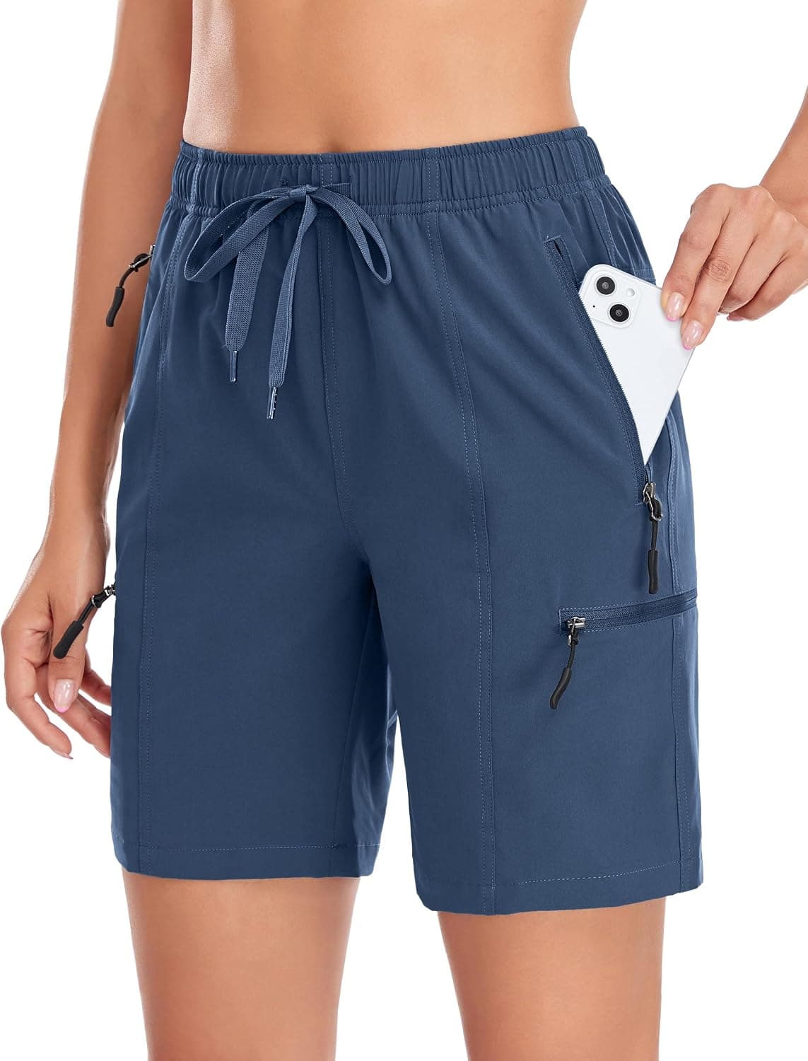 Nomolen Women's Hiking Cargo Shorts Quick Dry Lightweight 7" Athletic Golf Casual Summer Shorts with Zipper Pockets UPF 50+