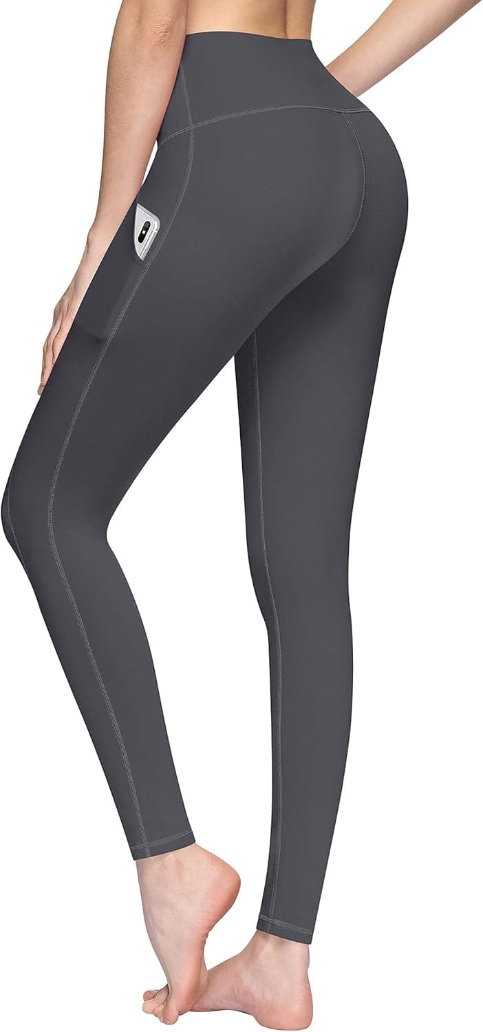 TQD Women Leggings with Pockets, High Waist Yoga Pants Tummy Control, 4 Way Stretch Workout Leggings Running Pants