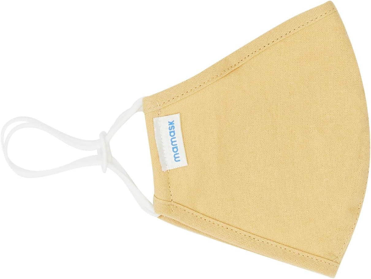 Face Cover (Small) in Mustard, Pure Cotton Face Protection w/Adjustable Ear Loop & Pockets