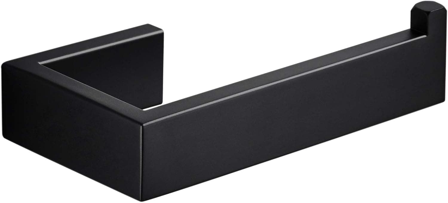Toilet Paper Holder Black Open Arm Paper Roll Holder 5 Inch Hand Towel Bar Towel Racks for Bathroom Kitchen Towel Shelf Heavy Duty Wall Mount Bathroom Accessories SUS 304 Stainless Steel Matte Black