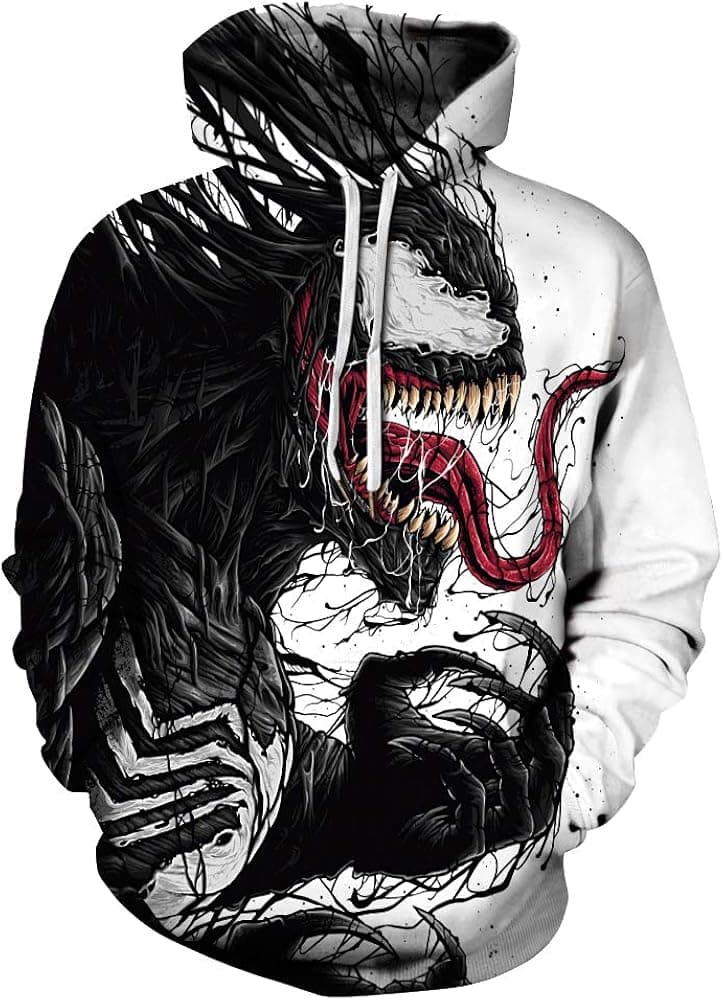 TAKUSHI HF Unisex Fashion Galaxy 3D Digital Printed Pullover Hoodies Hooded Sweatshirts for Sport and Party (Venom, L/XL)