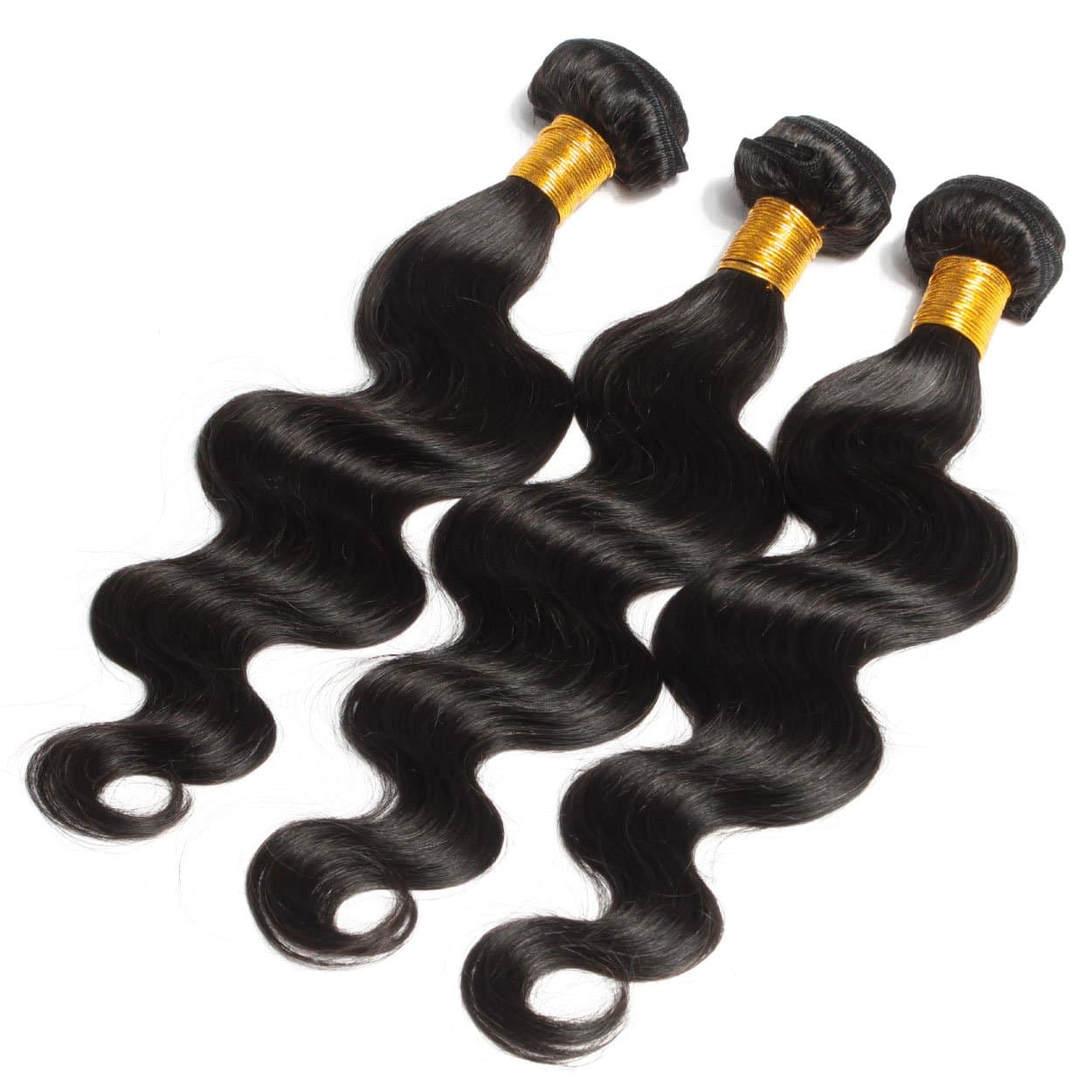KLAAOP Brazilian Virgin Hair Weave Bundle Brazilian Body Wave 100% Human Hair Weft 3 Bundles 300 Grams Mixed Length Unprocessed Natural Color Hair Extensions … (14 16 18, Natural Black #1B)
