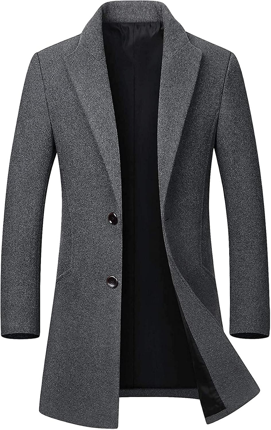 chouyatou Men's Mid-Length Single Breasted Wool Blend Top Coat