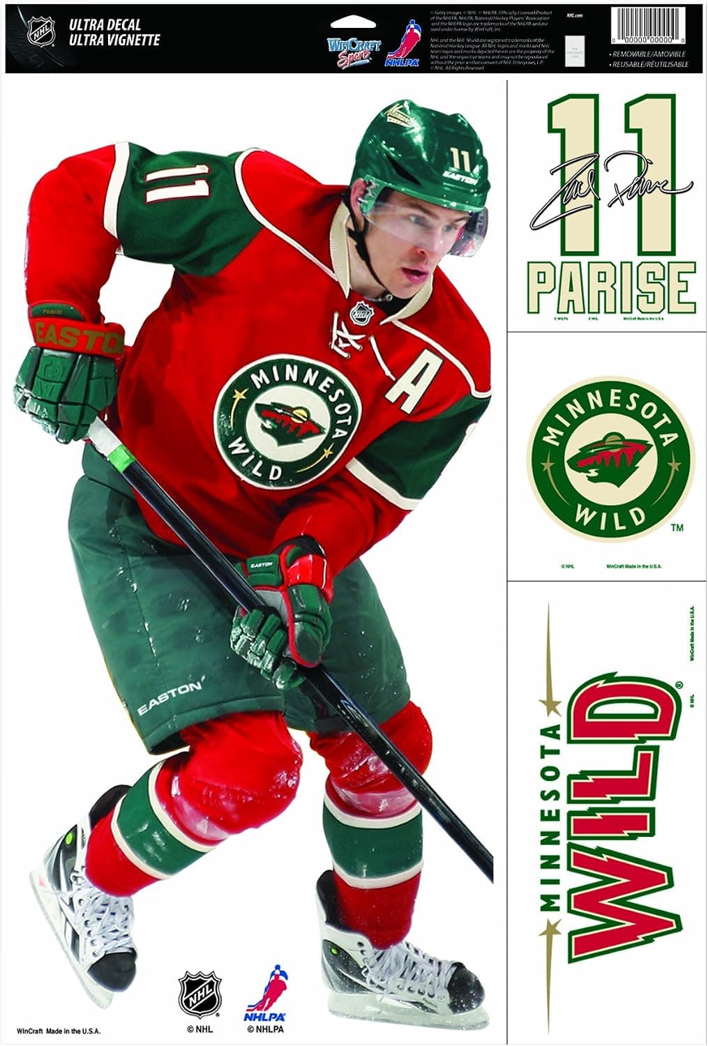 NHL Minnesota Wild Zach Parise 11/17-Inch Ultra Decal Multiple Designs