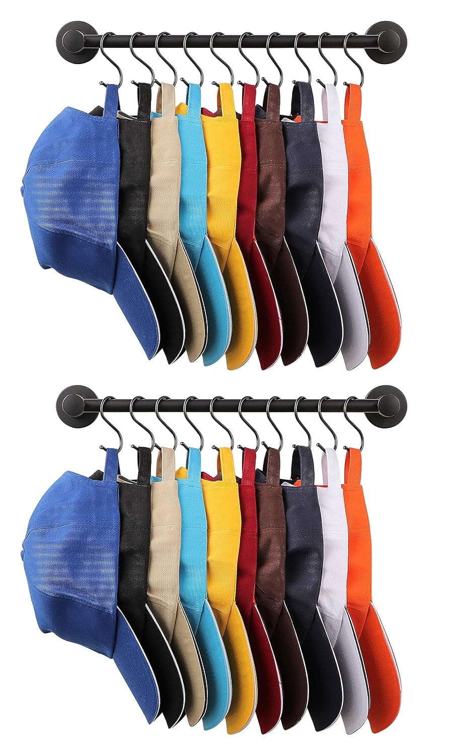 Hat Holder Organizer,Baseball Cap Holders Rack,Cap Organizer Hanger,Hat Storage,Coat Rack Wall Mounted With 10 Sliding Hooks(2pack) (black)