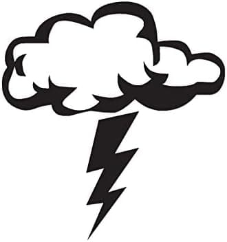 Storm Cloud Lightning Bolt - Vinyl Decal Sticker - 3.75" x 4" - Black