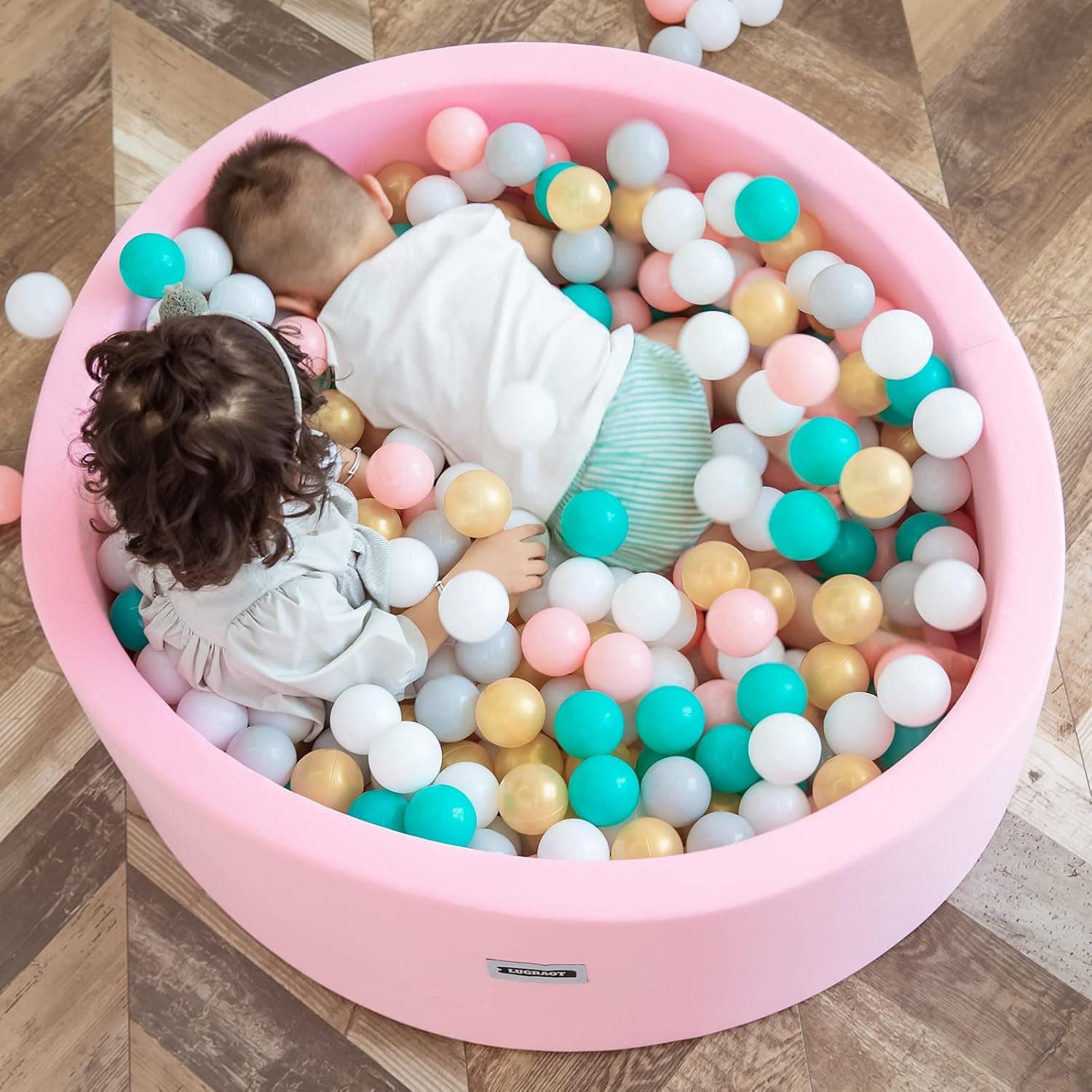LUGRAOT Foam Ball Pit for Toddlers,35.4 x 11.8 in Soft Round Baby Ball Pit for Babies Playroom and Indoor Outdoor Game, Ideal Gift for Baby and Their Parents, Balls not Included