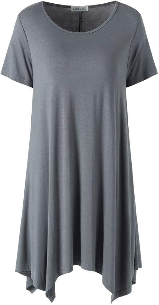 ezShe Women's Swing Tunic Top Flattering T Shirt for Leggings