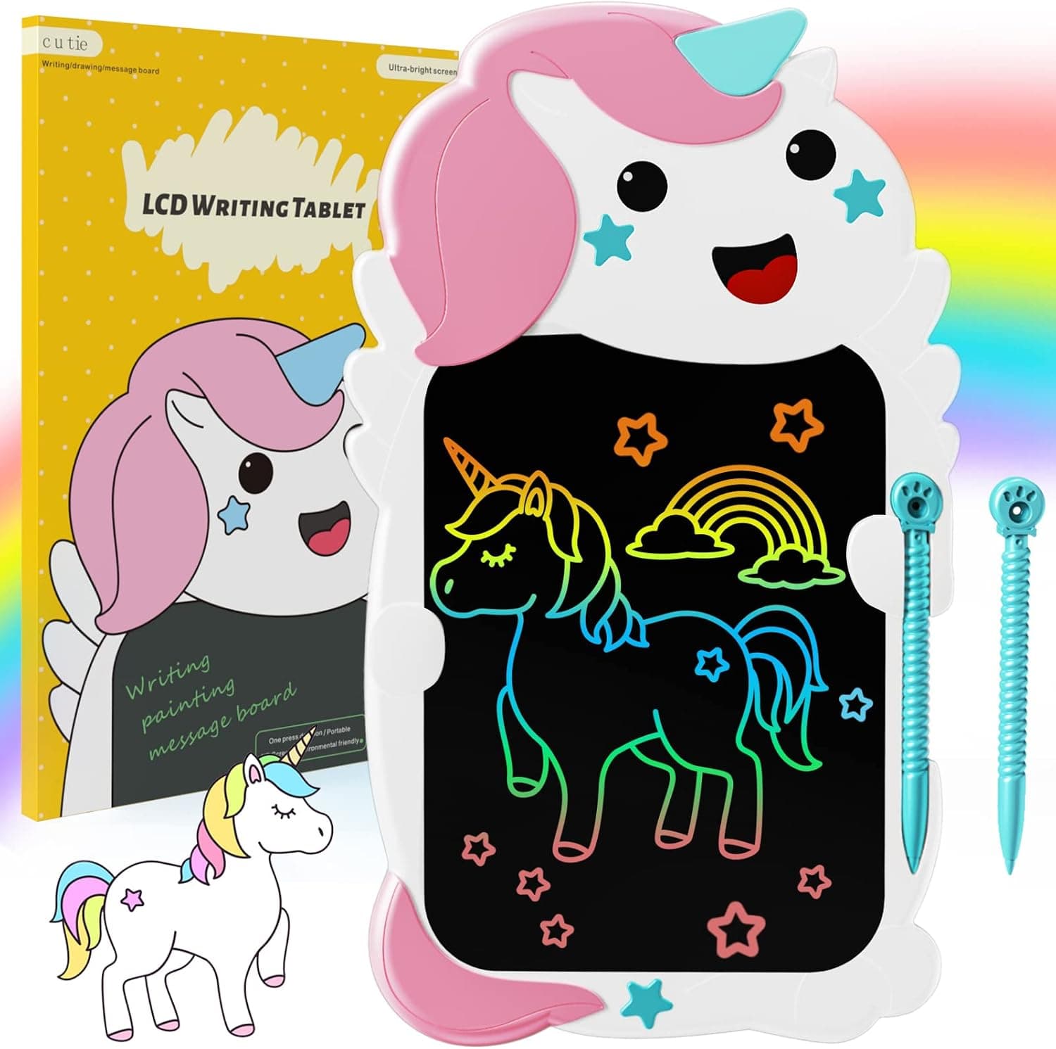 Unicorn Toy Gifts for Girls Boys LCD Writing Tablet for Kids Colorful Doodle Drawing Tablet Pad Reusable Electronic Light Drawing Board Educational Learning Toys for 3 4 5 6 7 8 Girls Boys