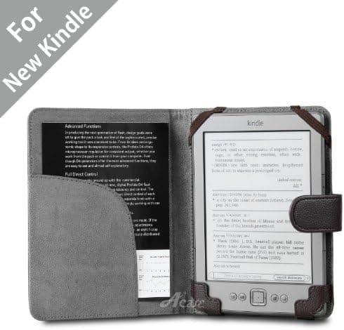 Acase(TM) Classic Kindle Leather Case (Dark Brown) for 4th Generation 6" Kindle Wi-Fi w/o Keyboard (Not for Kindle Touch)