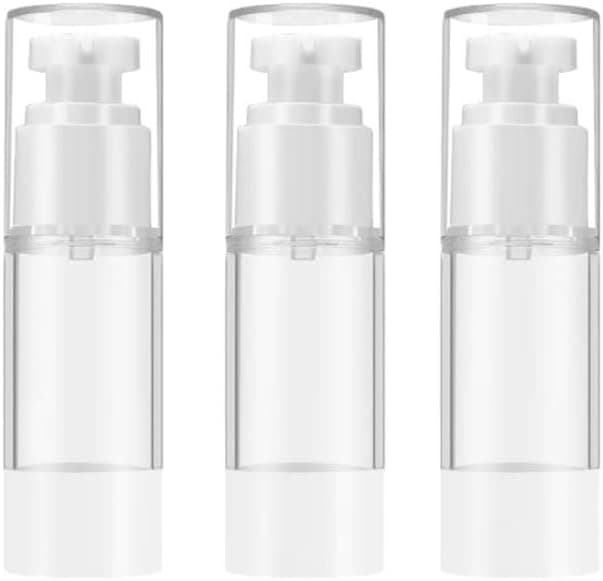 3Pcs 30ML 1OZ Refillable Clear Plastic Travel Pump Bottle Airless Vacuum Lotion Pump Bottles Lotion Dispenser Toiletries Cosmetic Container Jar Vial for Shampoo Creams Essential Oil etc