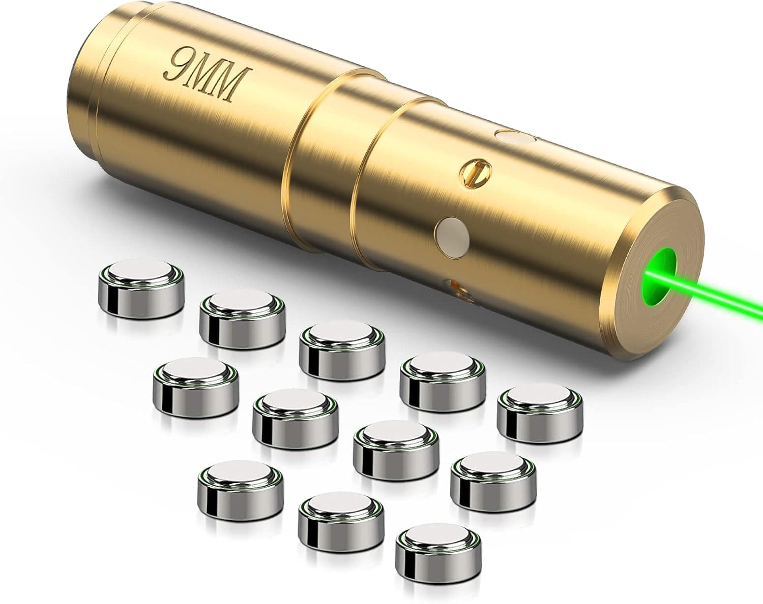 MidTen Green Laser Bore Sight 9mm Boresighter with 4 Sets of Batteries