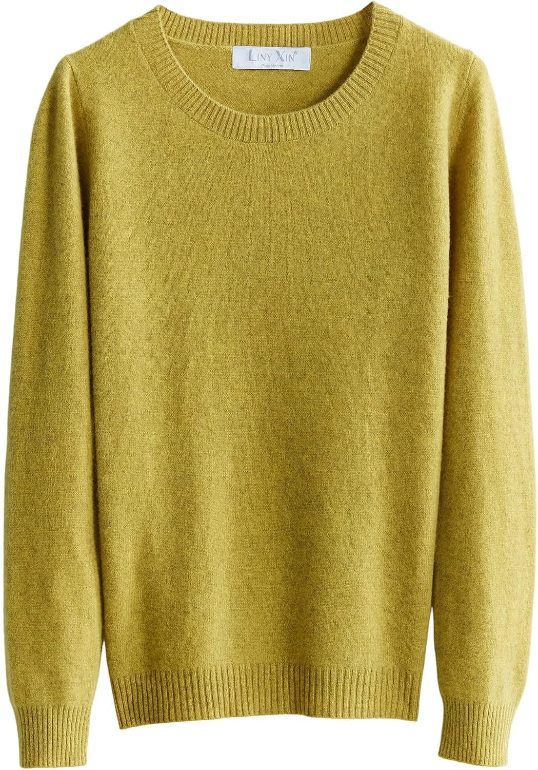 LINY XIN 100% Merino Wool Sweater Women Fall Winter Warm Soft Lightweight Knitted Pullover Crewneck Long Sleeve Sweater