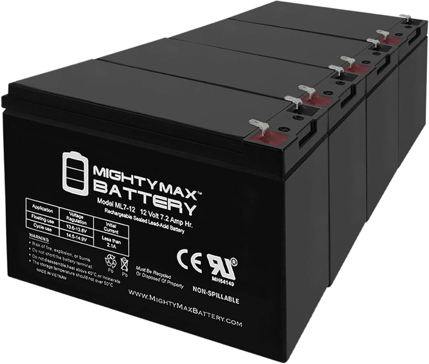 12V 7.2AH Battery for Razor EcoSmart Metro Electric Scooter - 4 Pack