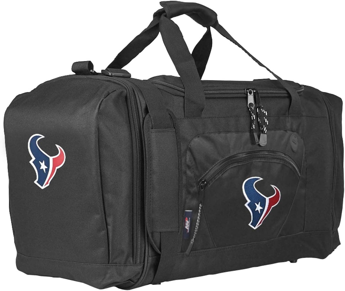 Officially Licensed NFL "Roadblock" Duffel Bag , Black, 20" x 11.5" x 13"