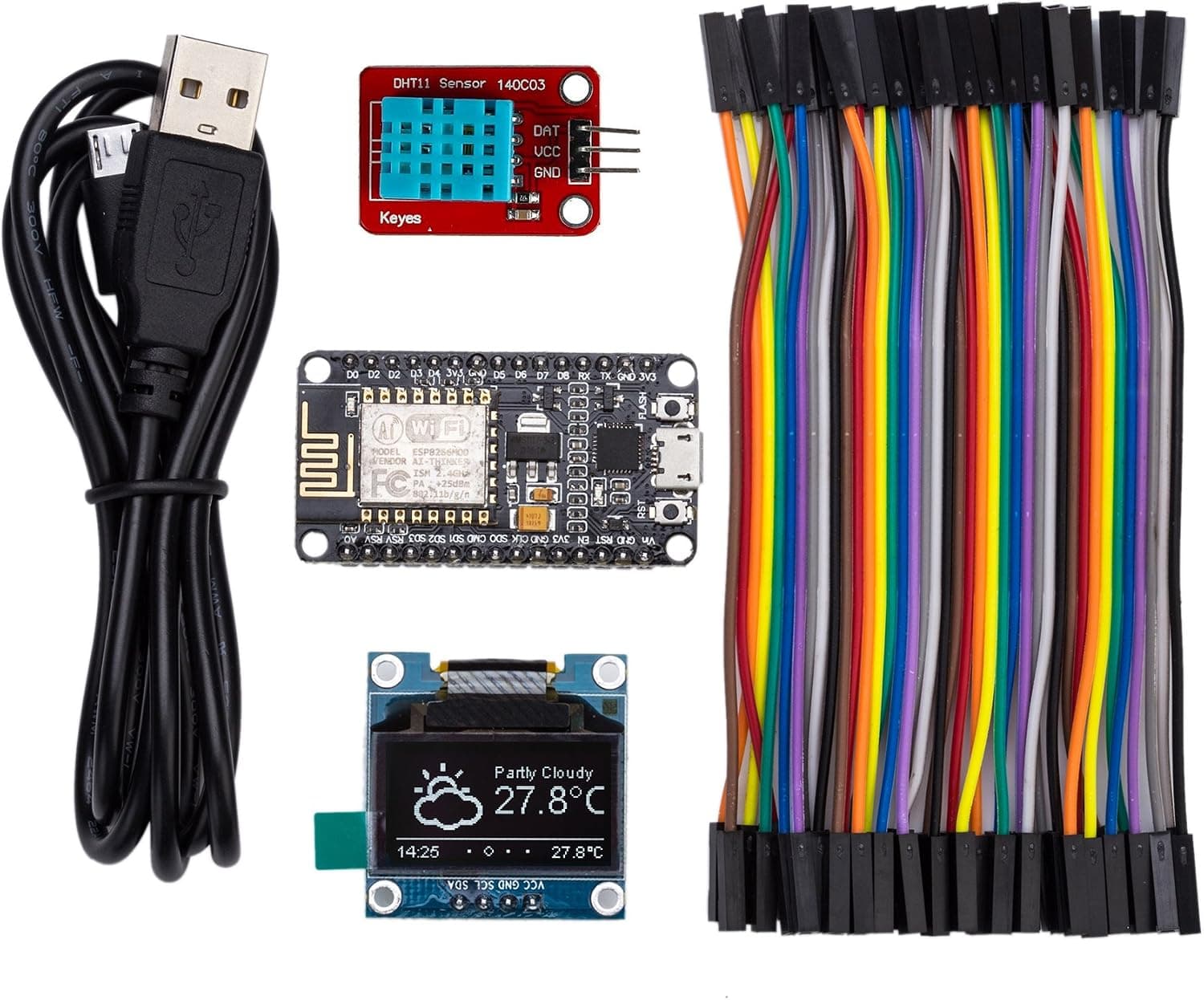 ThingPulse #1 NodeMCU ESP8266 WiFi IoT Starter Kit, Compatible with Arduino, Comprehensive Manual with Exercises