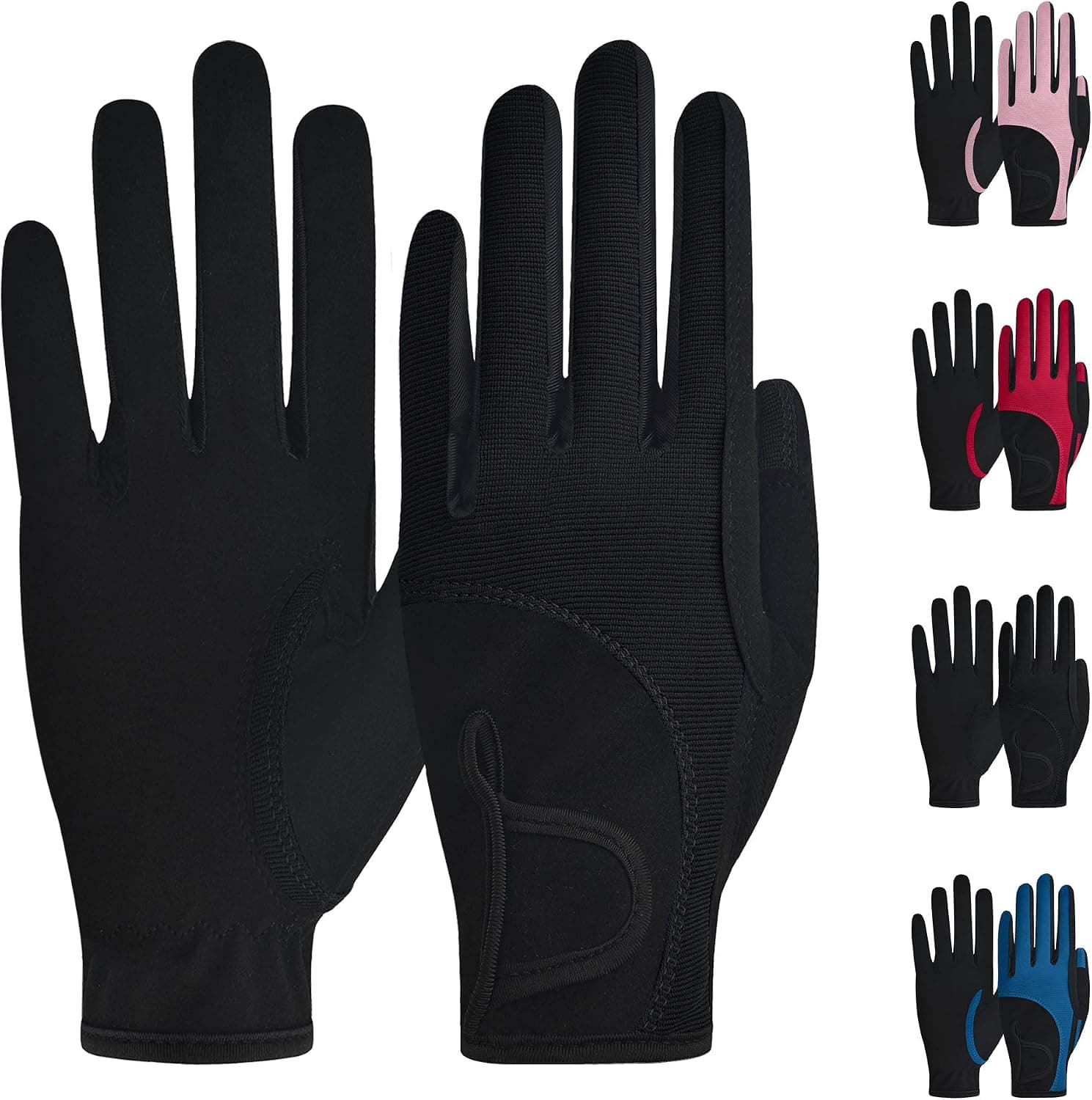 ChinFun Premium Kids Horse Riding Gloves, Color-Contrasted Children Equestrian Gloves, Summer Winter Boys Girls Youth Biking Skiing Gardening