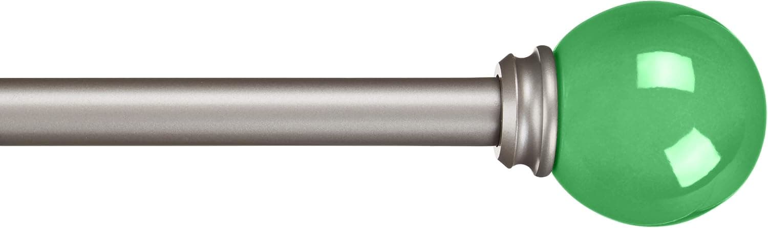 Amazon Basics Decorative 5/8" Curtain Rod with Round Finials, 48"-86", Kelly Green