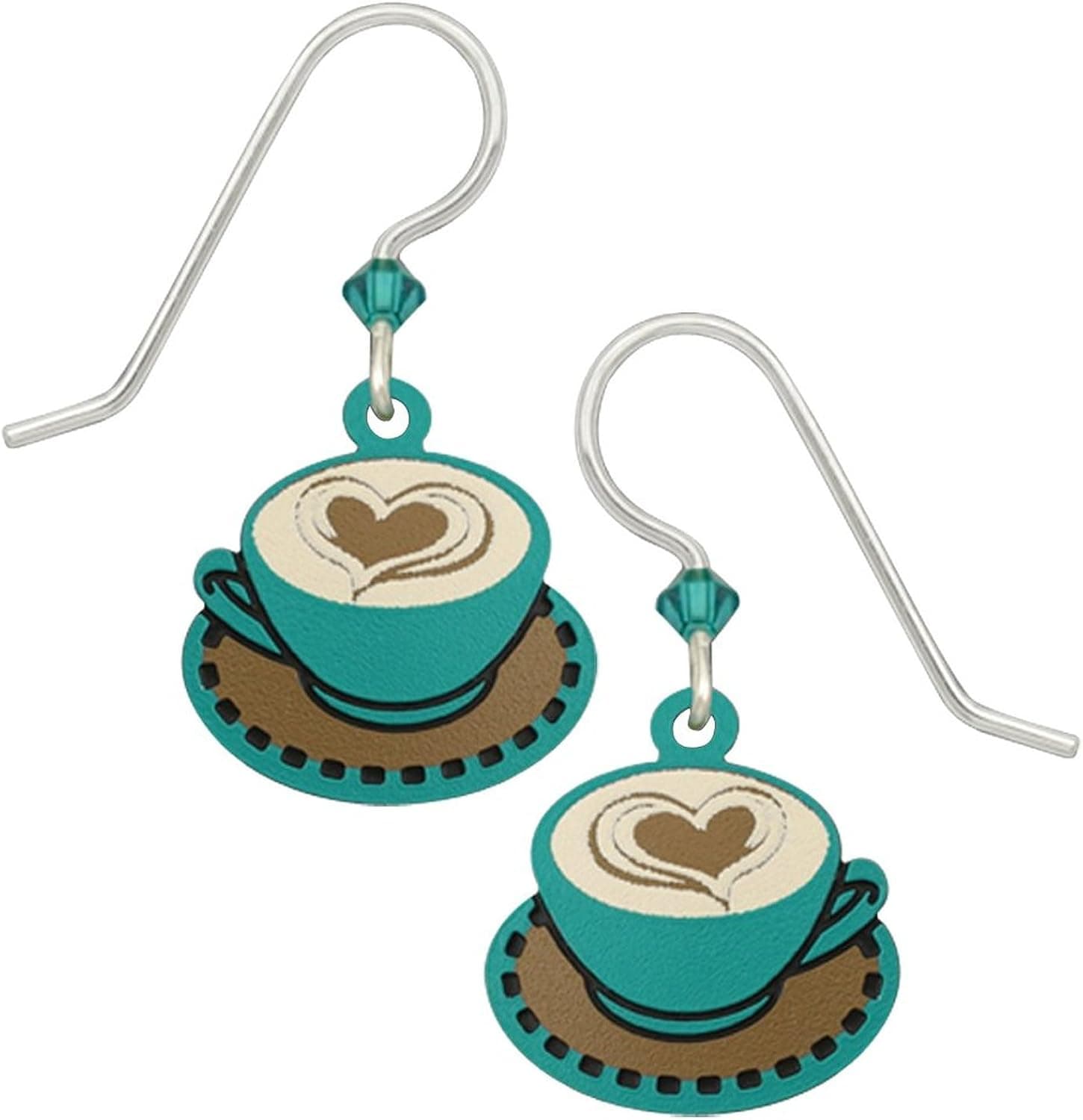 Sienna Sky Aqua Tan Cappuccino Coffee Cup Earrings 1943