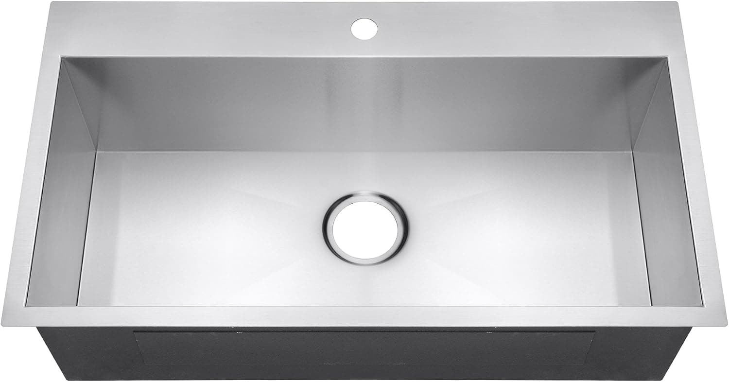 Golden Vantage 33" x 22" x 9" Top Mount Handmade Stainless Steel Single Basin Kitchen Sink