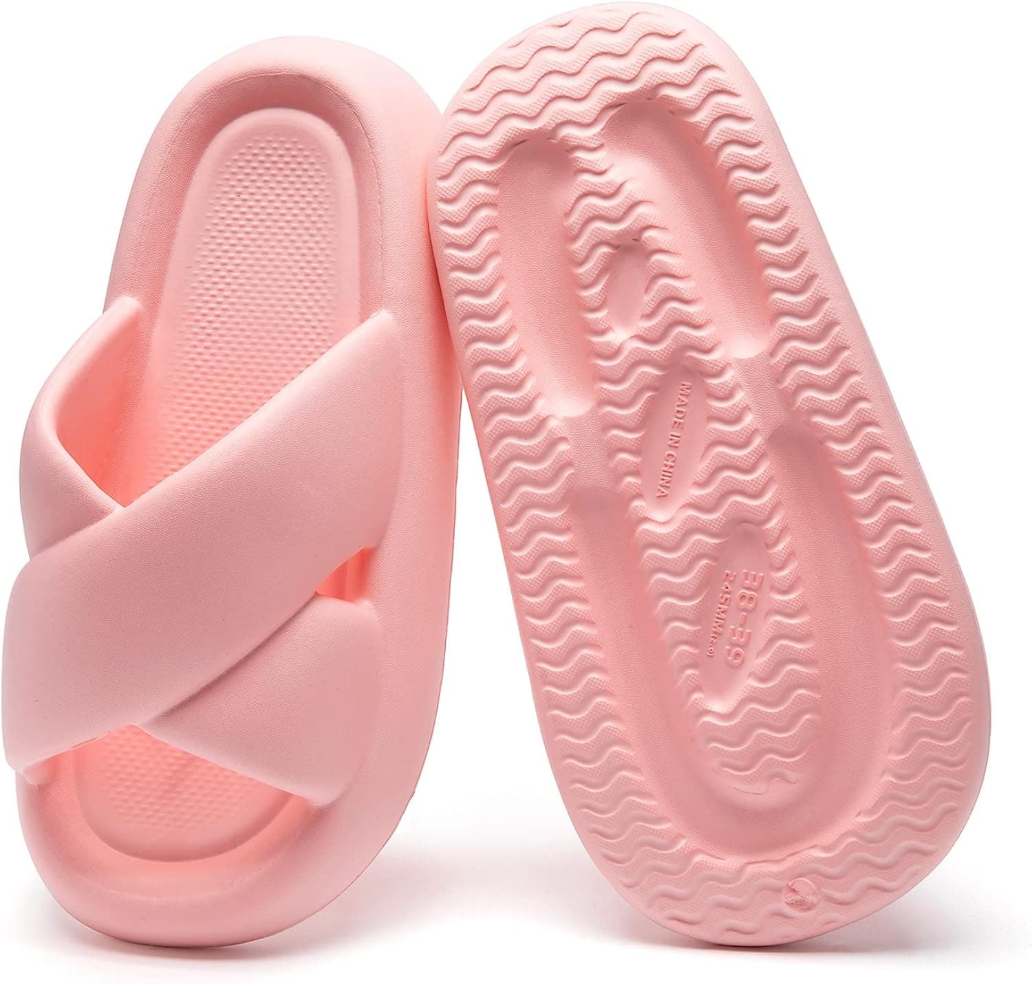 Uonesone Cloud Slides for Women,Cross Band Pillow Slippers Slides Womens Sandals,Unisex Open Toe House Slippers for Indoor and Outdoor Non-Slip Quick Drying Bathroom Shower Shoes