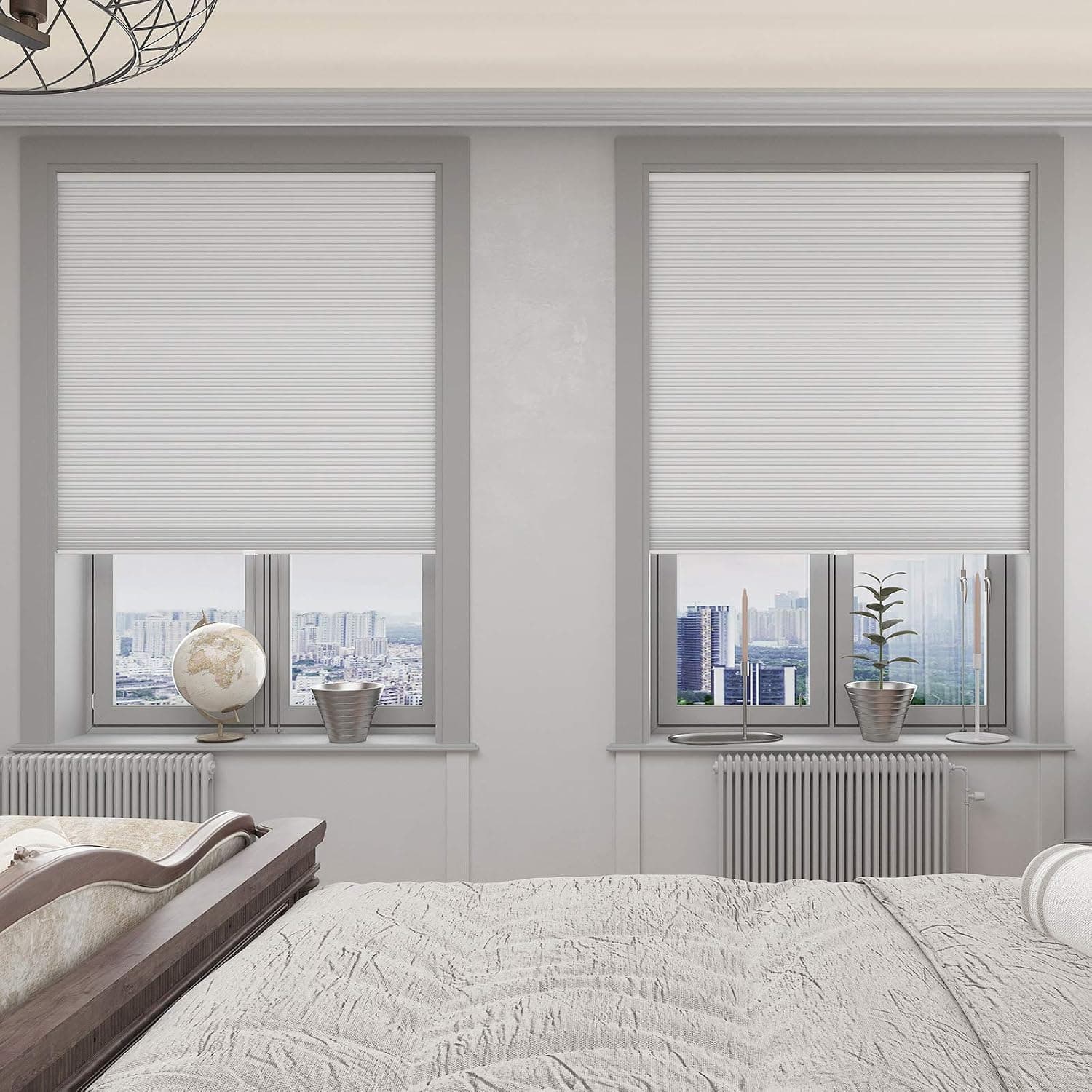Changshade Size Customized Cellular Shades,Cordless Blackout Honeycomb Shade with The Diameter of 1 Inch Honeycombs for Office,Living Room,Bedroom,Thermal Insulated,Easy Installation, Grey