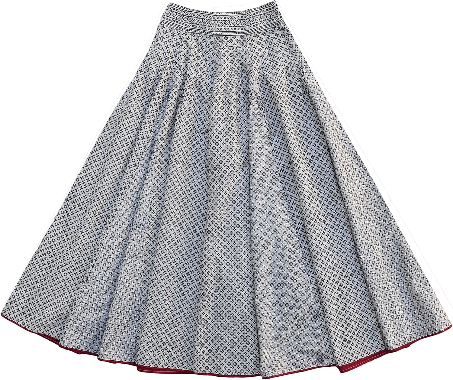 Ayurvastram Pure Cotton Crinkled Crushed Block Printed Long Skirt