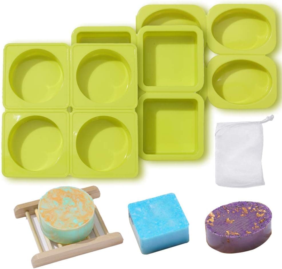 3 Pack Easy to Split Silicone Soap Models, Oval Silicone Models for Soap Making, Cake Baking Models ，Resin Model Candle Model for Homemade Craft(Oval & Square, Round)
