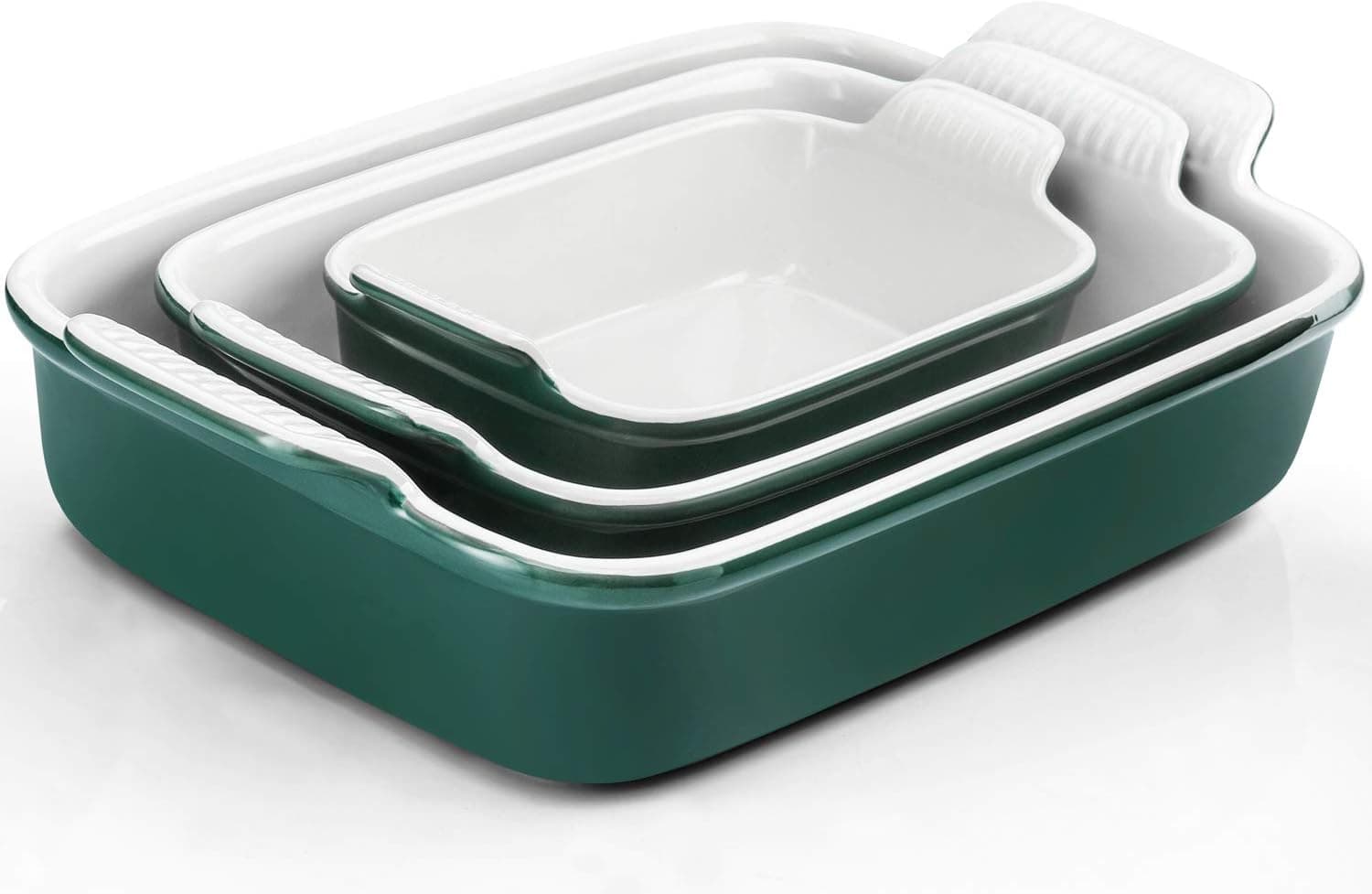 Porcelain Baking Dish, RAZCC Porcelain Bakeware Set, Rectangular Casserole Dish Set, Lasagna Pan, Baking Pans Set for Cooking, Cake Dinner, Kitchen, 9 x 13 Inches