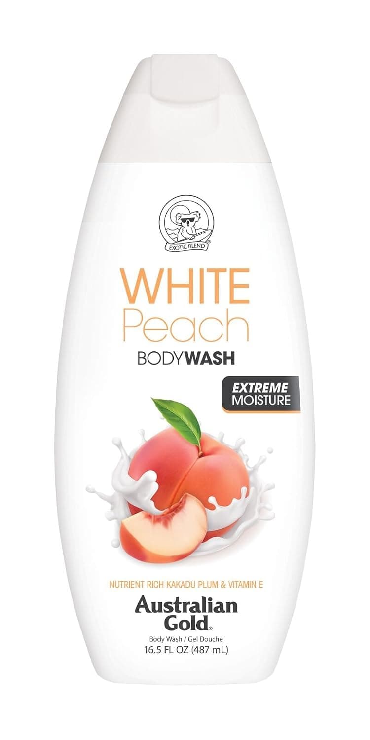Australian Gold Body Wash, Gentle & Moisturizing with Nutrient Rich Kakadu Plum & Vitamin E, White Peach, 16.5 Ounce
