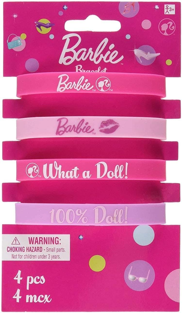 Rubber Bracelet Favors | Barbie Collection | Party Accessory, Multicolor, 4, Model: 399005