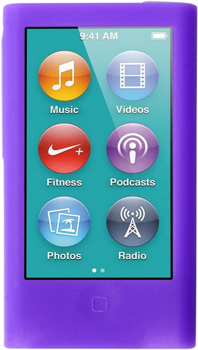 ColorYourLife iPod Nano Silicone Cases Skins Covers for New iPod Nano 8th Generation 7th Generation with Cleaning Wipe (Purple)