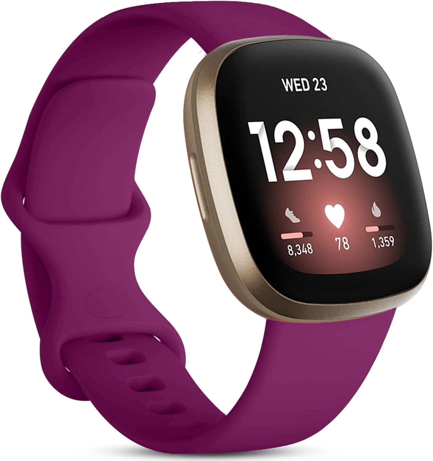 Odbeai Band Compatible for Fitbit Versa 3&4 Bands/Fitbit Sense&Sense2 Bands for Women Men,Soft Replacement Wristbands Sport Strap Accessories for Fit bit Sense&Sense2/Versa 3&4 Watch(Small, Fuchsia)