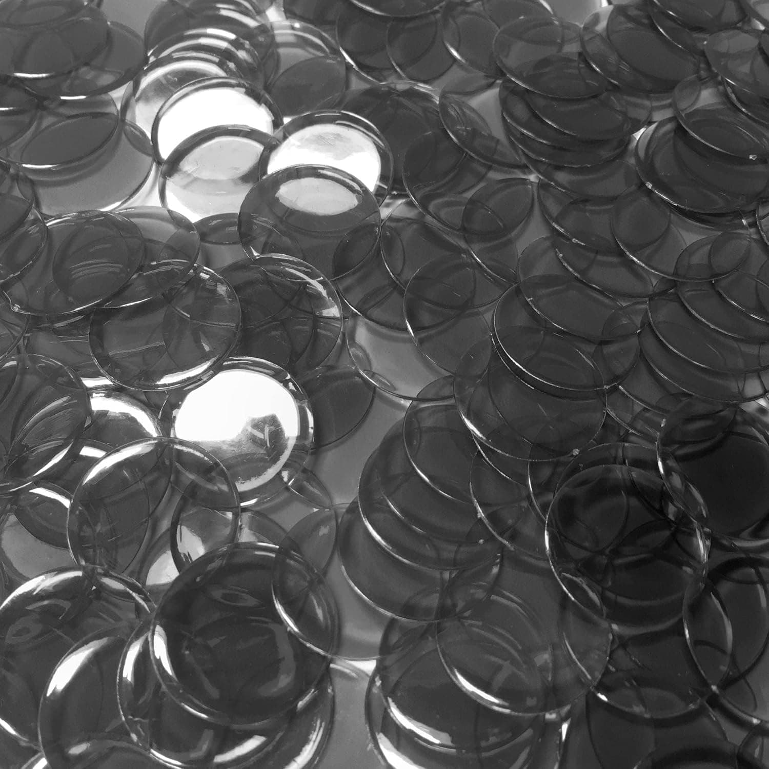 MR CHIPS Plastic Bingo Chips 250 Count | Transparent Black Counting Chips | 7/8 Inch