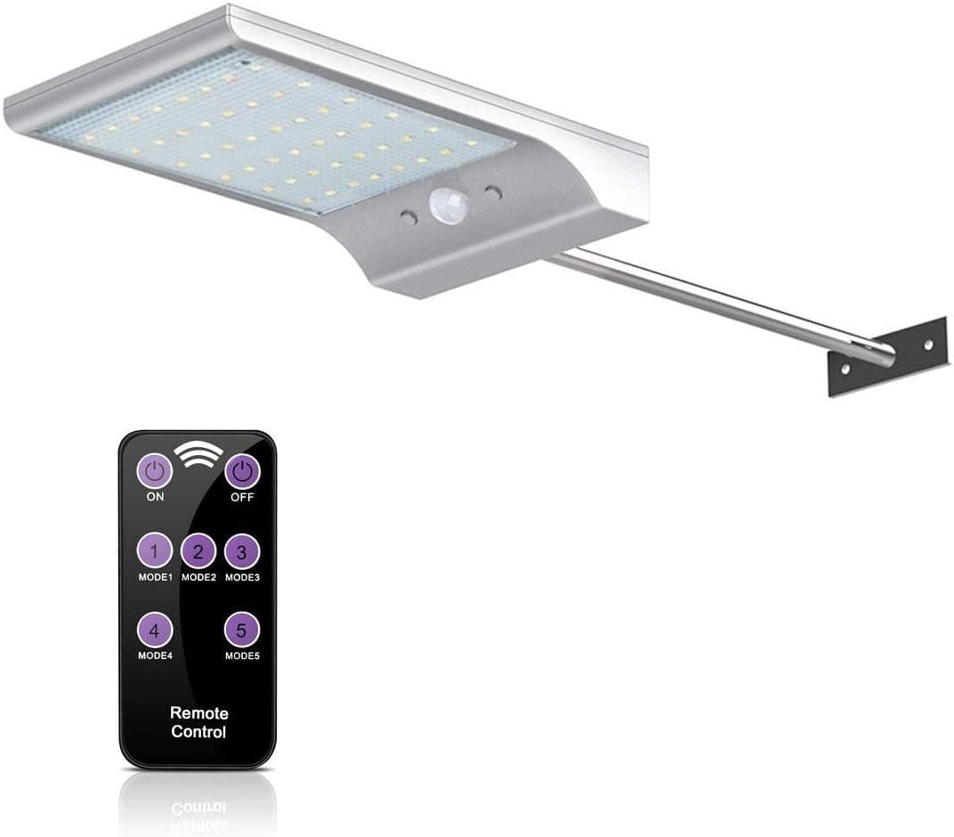 KEPEAK 48 LED Solar Lights Outdoor Motion Sensor Lights with Remote Control and 7 Adjustable Color Temperatures for Patio, Deck, Gutter, Path