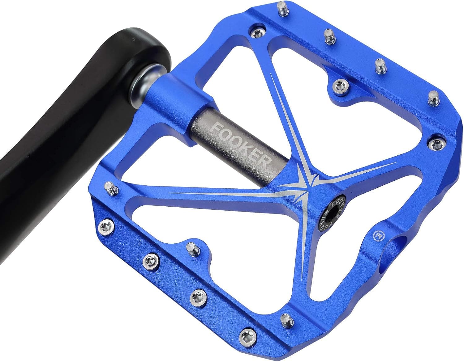 FOOKER Mountain Bike Pedals Non-Slip Bike Pedals Platform Bicycle Flat Alloy Pedals 9/16 Needle Roller Bearing