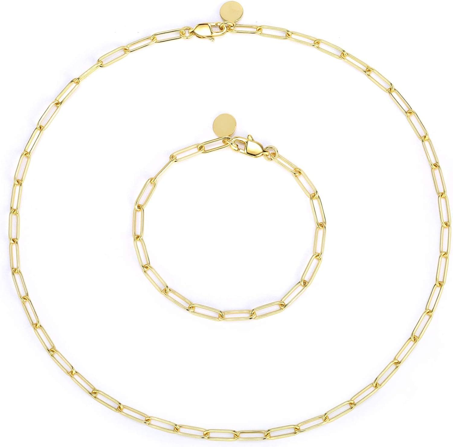 ALEXCRAFT 14K Gold Plated Paperclip Chain Link Choker Necklace for Women Girls