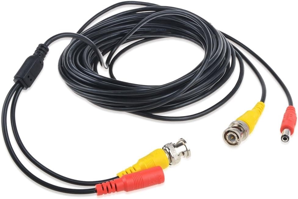 ABLEGRID 25 Feet Pre-Made All-in-One BNC Video and Power Cable Wire Cord for CCTV Security Camera (Black)