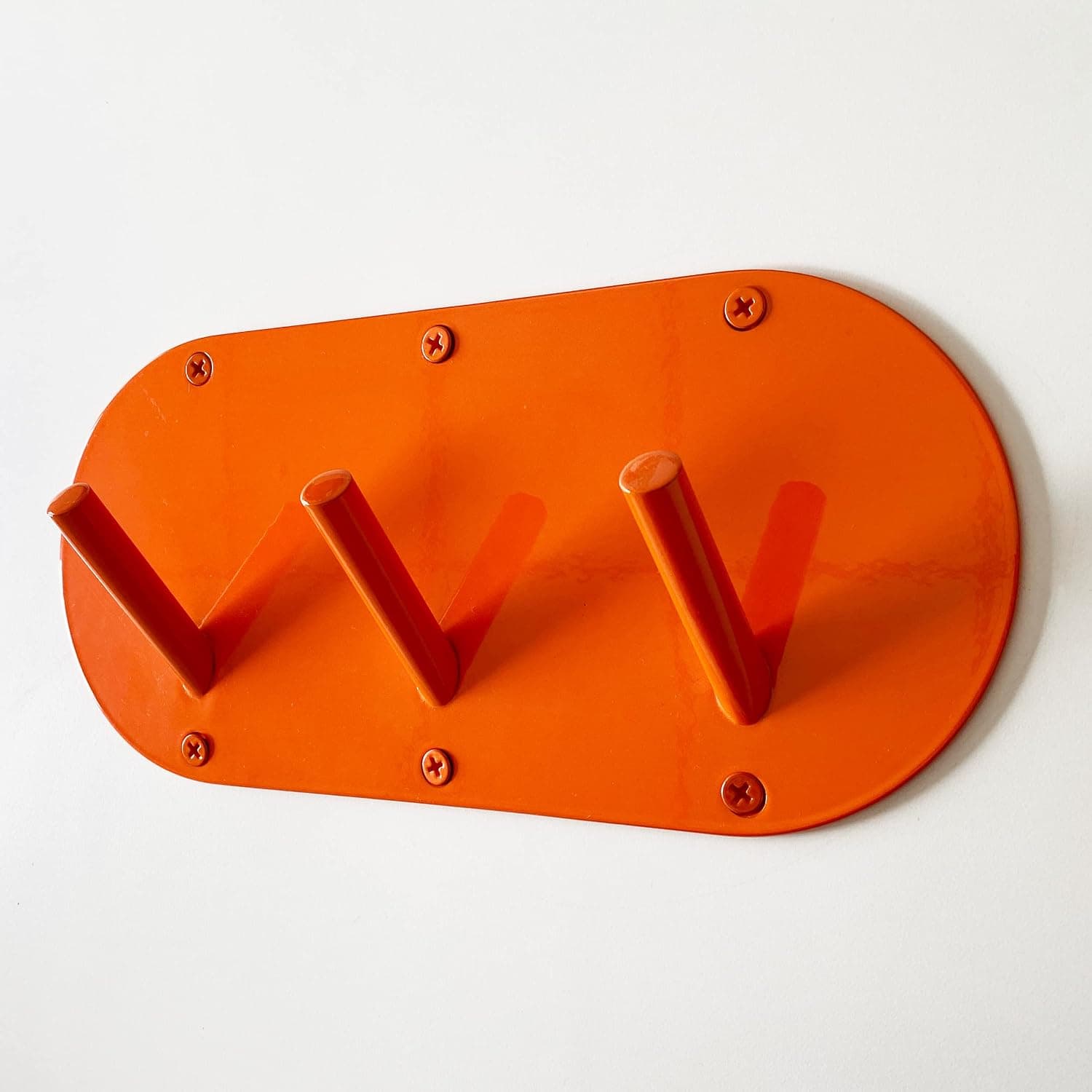 Wall Coat Hooks - Peggy Round 3 Hook Rail - Pack of 1 - Orange Finish. Heavy Duty Metal Hooks with screws for Hanging Coats, Bags, Robes, Backpack, Towel, Keys. Hooks for Bathroom, Kitchen etc.