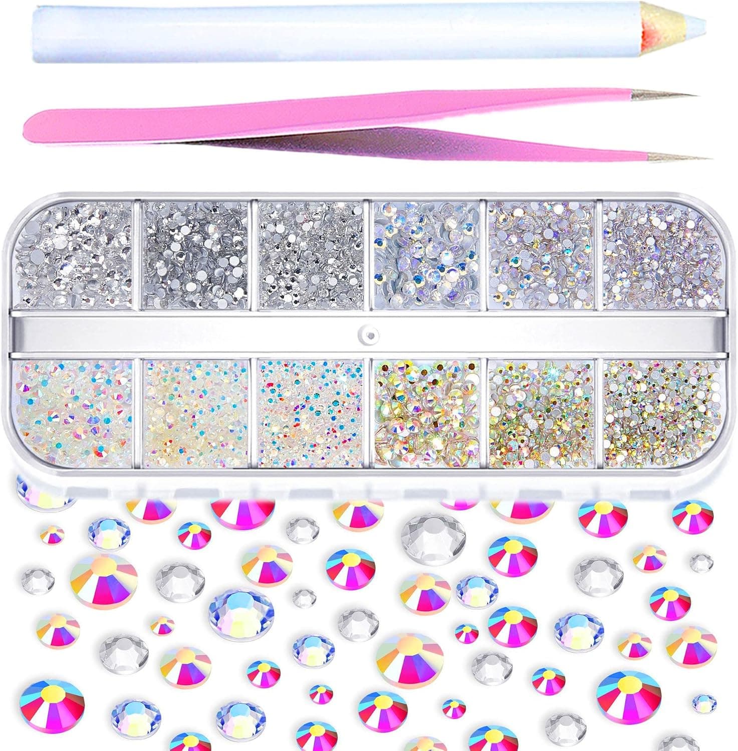 SS4-SS20 Nail Rhinestone Mix Size Color Clear Crystal Glass Rhinestones Non HotFix Gold Flatback Rhinestones Decorations DIY Glitter Stones Nail Gems 3D Nail Art Accessories 35 Options (12Z-001)…