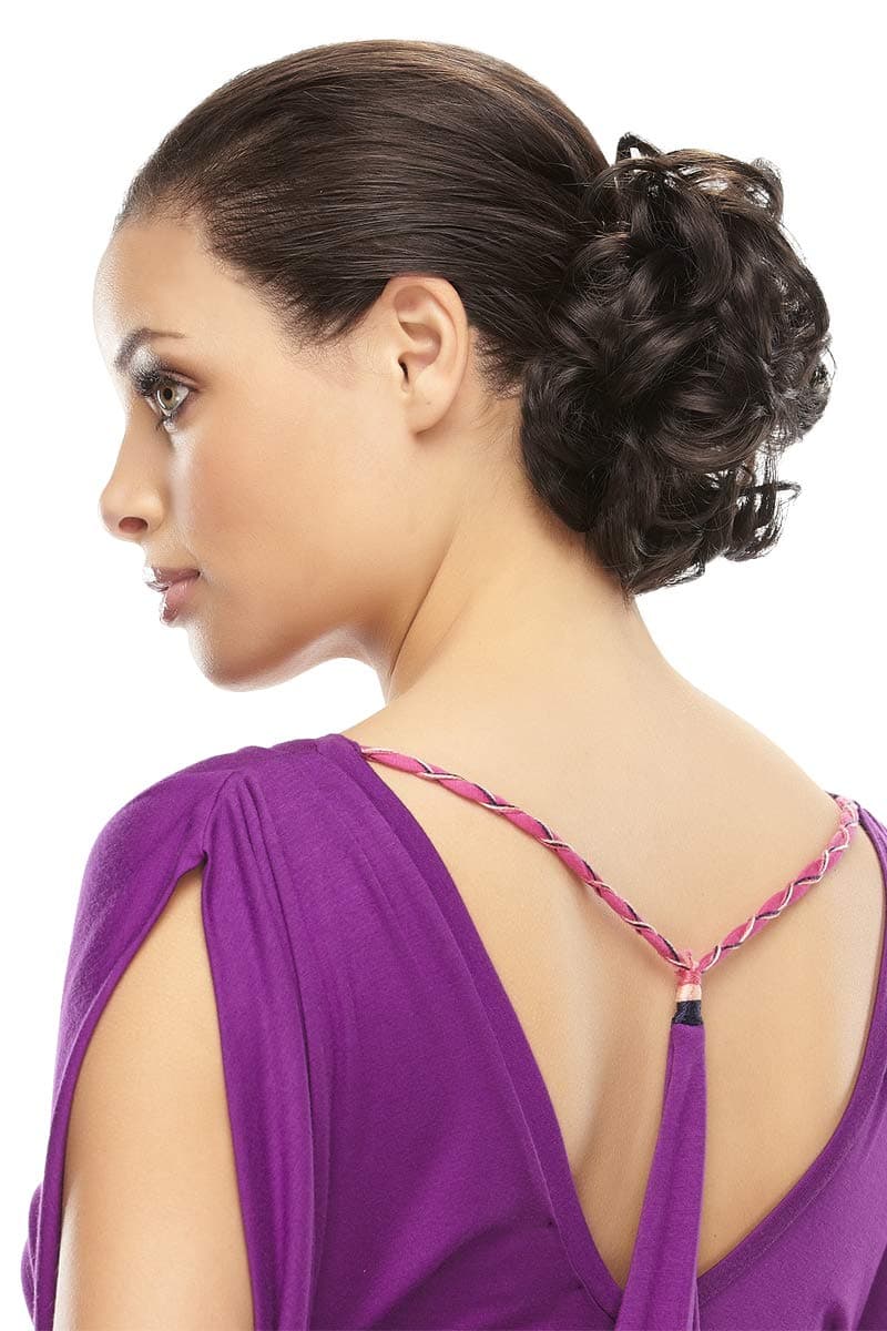 Funbun Curly Synthetic Hair Wrap Elastic Band Women's Hairpiece Chignon Ponytail Accent Fun Bun by easihair - 44 Marble Fudge