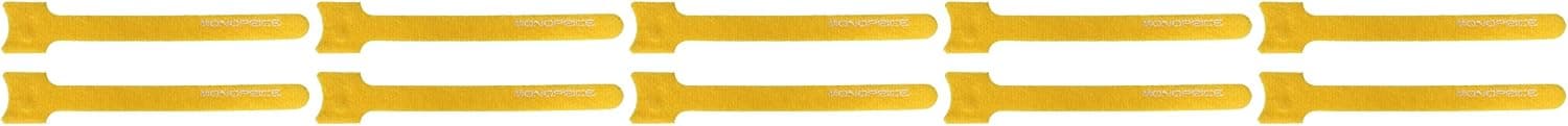 Monoprice Hook & Loop Fastening Cable Ties 6inch, 10pcs/Pack - Yellow