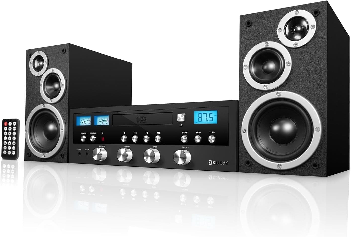 Innovative Technology Surround Retro Bookshelf Home Speaker Set of 2 Blackweb (ITCDS-5000-BLACKWEB)