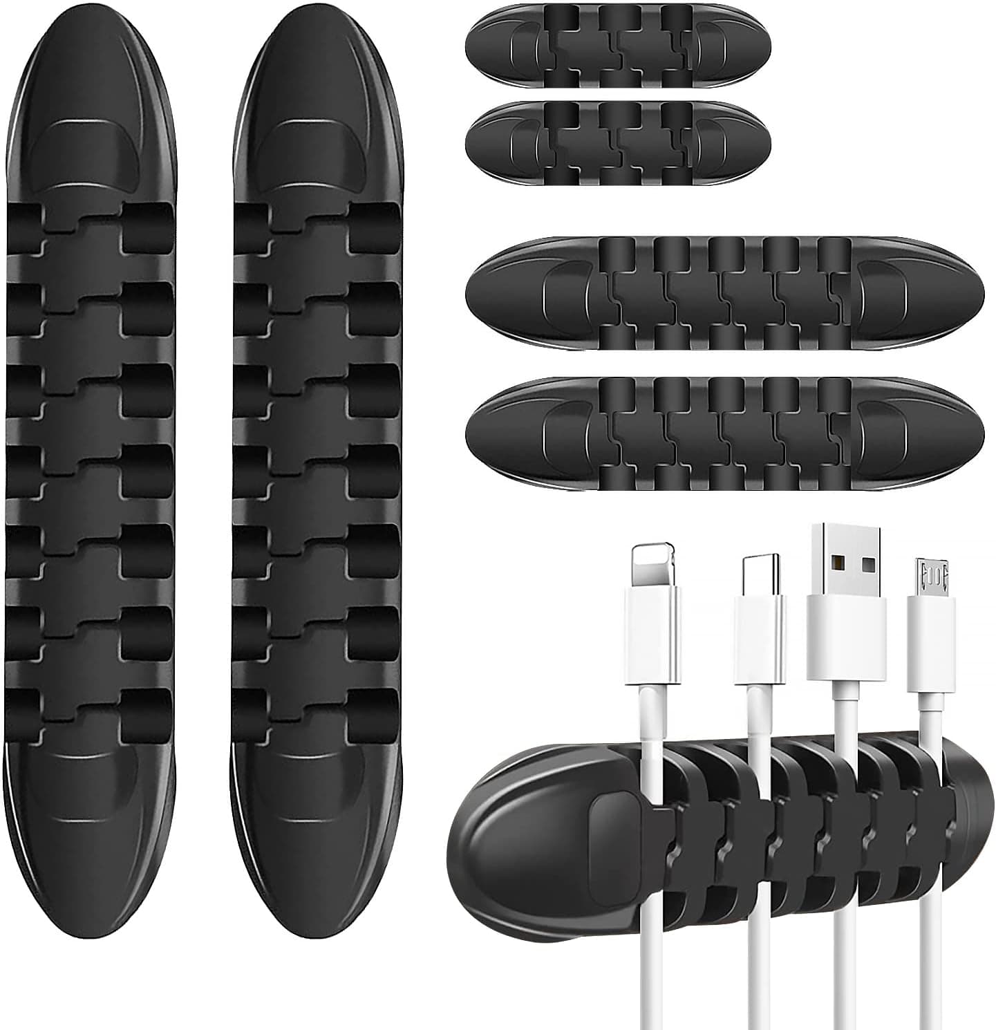 DASIGJID Cable Organizer Cord Holder - 6 Packs Desk Self Adhesive Cable Management Clips for USB Charger Nightstand Power Cord Mouse Wire for Car Office Home