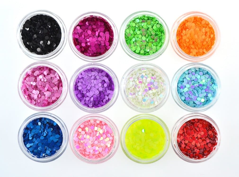QIMISI 12 Colors Glitter Acrylic Round Sheet Tips Decoration New Nail Art Manicure Kit by Qimisi